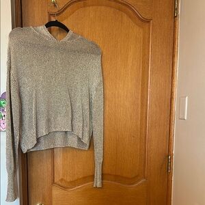 Women's Metallic Gray Knit Sweater